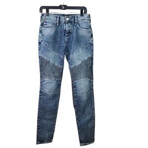 True Religion Faded Blue Jeans Rocco Moto Relaxed Skinny Paneled NEW 28